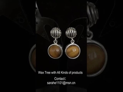 Round Shaped Tiger Eye Stone Stud Earrings Rhodium Plated 925 Silver for Gift