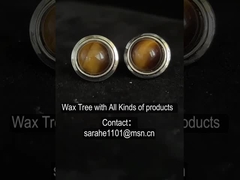 Rhodium Plated 925 Sterling Silver Gemstone Earrings Round Tiger Stone Earrings