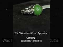 Carved 925 Silver Gemstone Rings 10x10mm Round Shaped Dark Green Jade Ring