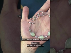 Healing Stones 925 Sterling Silver Bracelet 8x12mm Pear White Jade Bracelet