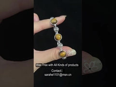 925 Sterling Silver Gemstone Bracelet Rhodium Plated Tiger Eye Stone Bracelet