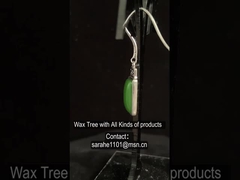 Cabochon 925 Sterling Silver Gemstone Earrings 7x12mm Rectangle Green Jade