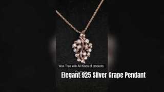 Stunning 925 Silver Grape Pendant Necklace Dainty Jewelry RG