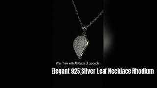 Dainty 925 Silver Teardrop Leaf Necklace with CZ Stones