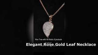Elegant Rose Gold 925 Silver Teardrop Leaf Necklace