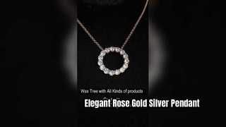 Elegant 925 Sterling Silver Rose Gold CZ Pendant Open Circle