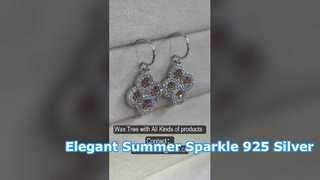 Elegant 925 Silver Lucky Flower CZ Earrings for Summer