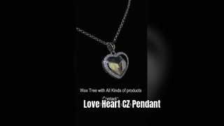 925 Silver CZ Heart Pendant Valentines Gift