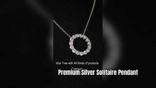 Elegant 925 Sterling Silver Solitaire Open 0 Circle Pendant Rhodium Plating