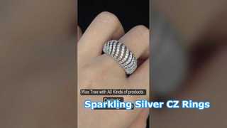 925 Silver CZ Rings Diamond Sparkle