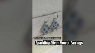 Stunning 925 Silver Aquamarine Lucky Flower Earrings