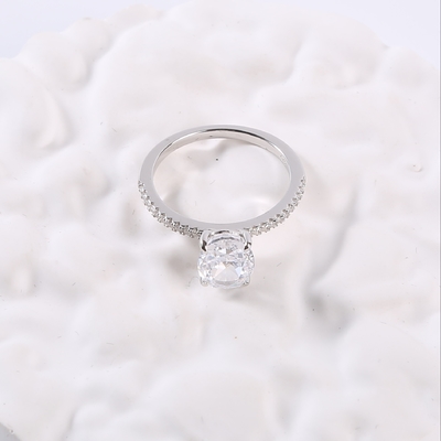 Round Shaped Engagement Rings 2.18g Couple 925 Silver CZ Rings