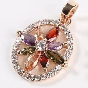 Oval Marquise 925 Silver Gemstone Pendant Colorful CZ 2.50g For Women