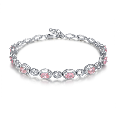 Charm Friendship Bracelet Pink 925 Silver CZ Bracelet For Women