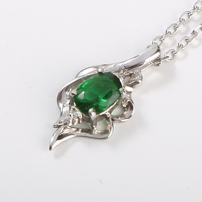 Necklace Gemstone CZ Jewelry Green Sunflower 925 Silver Luxury Pendant Necklace