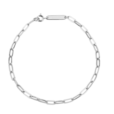 Gold 925 Pure Silver Bracelets Online Plain Paperclip Chain For Women