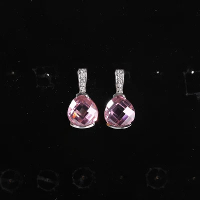 Round 2.30g 925 Sterling Silver Earrings Pink Gemstone Earrings