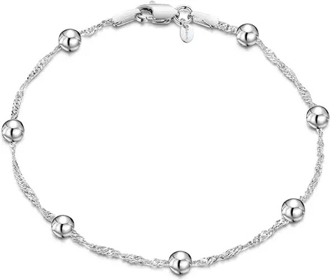 925 Sterling Silver Ball Bead Women's Bracelet Fashion Temperament