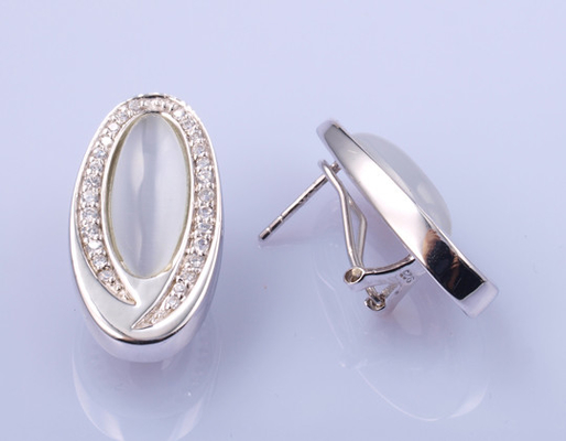 Classic CZ Stud Earrings 925 Silver Elegant Round Drop Heart Pear Design