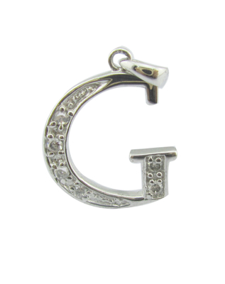 G Letter 1.25mm/1.5mm Stones 925 Silver CZ Pendant Affordable and Elegant sterling silver pendant  diamond alphabet
