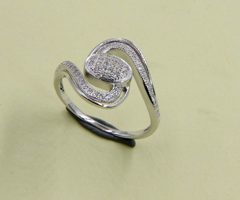 Swirl Elegant Sparkle Round CZ Diamond Simulated Cocktail Swirl Ring 925 Silver Girls Anniversary Wedding