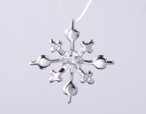 Cross w/Heart AAA CZ S925 Silver Religious Cross Pendant with Engraved Logo and 46cm silver jewelry pendant with Rolo