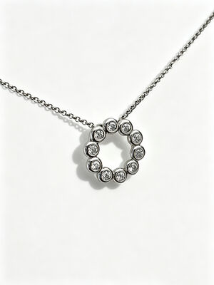 925 Silver Rhodium CZ Pendant with White AAA Solitaire Circle  Pendant CZ Stones in Round Circle Rhodium 0.1 Micron Plated Mirror Polished Finish , Circles Pendants, A Set Collection