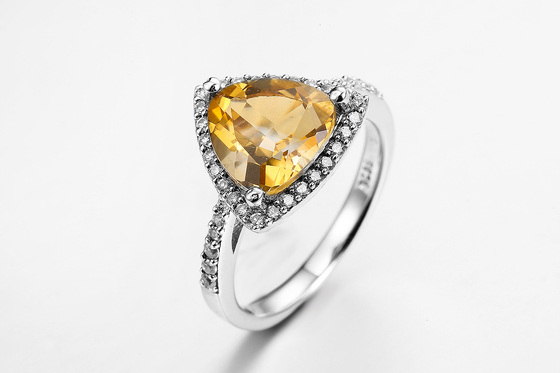 Unisex November Birthstone Engagement Ring 4.84g Yellow Citrine