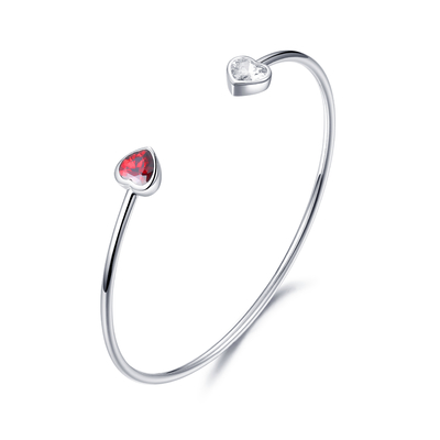 4.30g Personalised Sterling Silver Bangle For Ladies 6.0mm Red Heart