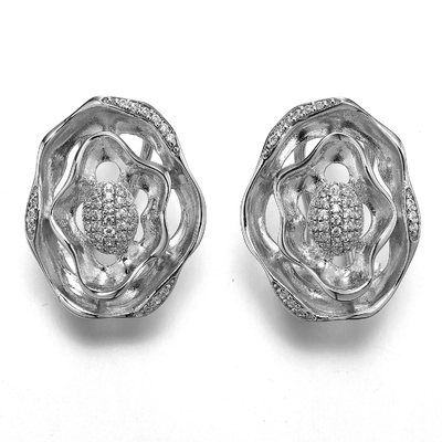Gold Earrings Design 925 Silver CZ Earrings Oval Swirl Ear Cuff Earrings