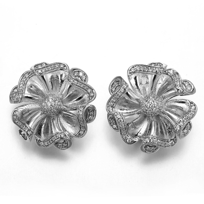 Morning Glory 925 Silver CZ Flower Earrings Jewellery Earrings Design