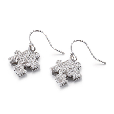 Girls 925 Silver CZ Earrings 4.33g Puzzle Piece Stud Earrings