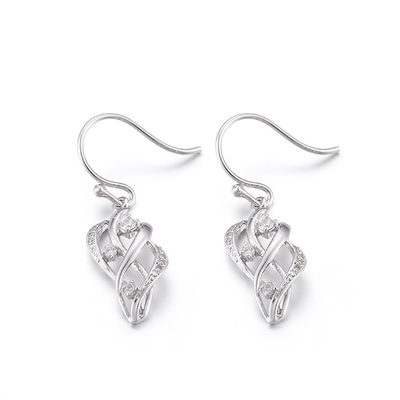 Tiffany Sterling Silver Cubic Zirconia Drop Earrings 2.12g Mirror-Polished