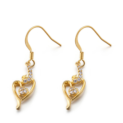 Rose Gold 925 Silver CZ Earrings 8.88g Sterling Silver Double Heart Earrings
