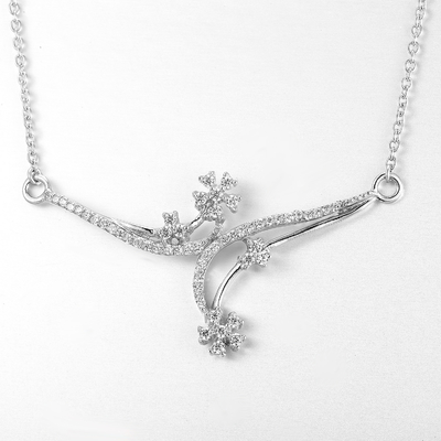 Symmetrical Twin Flower 925 Sterling Silver Necklaces 4.98g St Christopher Pendant