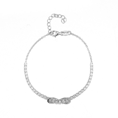 Bowknot Mosaic 925 Silver CZ Bracelet 9.58g Cartier Juste UN Clou Diamond Bracelet