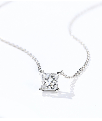 0.20ct 18K Gold Diamond Necklace Princess Cut Solitaire Diamond Necklace Yellow Gold
