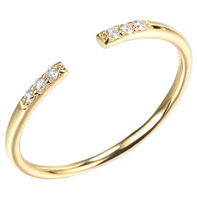 Openings Ring 18K Gold Diamond Rings 0.05ct 1gram Customized Size