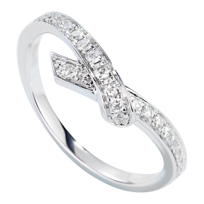 Scarf shaped 18k White Gold Diamond Rings 0.22ct For Engagement