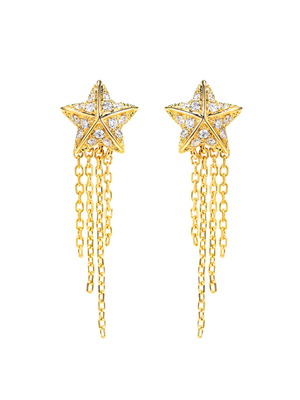 Star Shaped 18K Gold Diamond Earrings 0.16ct F-G Color 2.0gram For Engagement