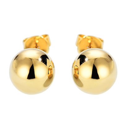 Women 18k Gold Ball Stud Earrings 8mm Noble Minimalist For Engagement