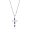 4*7mm Marquise Amethyst Silver CZ Cross Pendant Choker Necklace Jewelry Shop