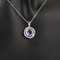 Vintage Purple CZ 925 Sterling Silver Gemstone Pendant Necklace For Women