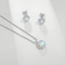 Women'S Necklace And Earring Jewelry Set Zircon Opal 925 Silver Rhodium Plating