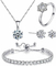 Fashion Zircon Pendant Necklace Bracelet Earring Set Women'S Engagement Set