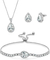 Elegant Silver 925 Jewelry Set Zircon Teardrop Necklace Earrings Women'S Wedding Set