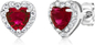 Women 925 Sterling Silver Wedding Sets Heart Red Zirconia Earrings And Pendant Set