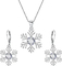 Engagement Wedding Women Silver Snowflake Jewelry CZ925 Silver Necklace Earring Set