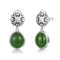 Wholesale Oval Shaped Green Emerald Stone Earrings 2.00g Silver For Girls Ladies Women