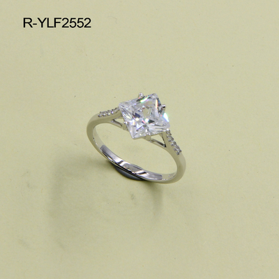 Radiant Cut Pear Shaped CZ Silver Rings Prong Set 925 Sterling Silver Fine Jewelry